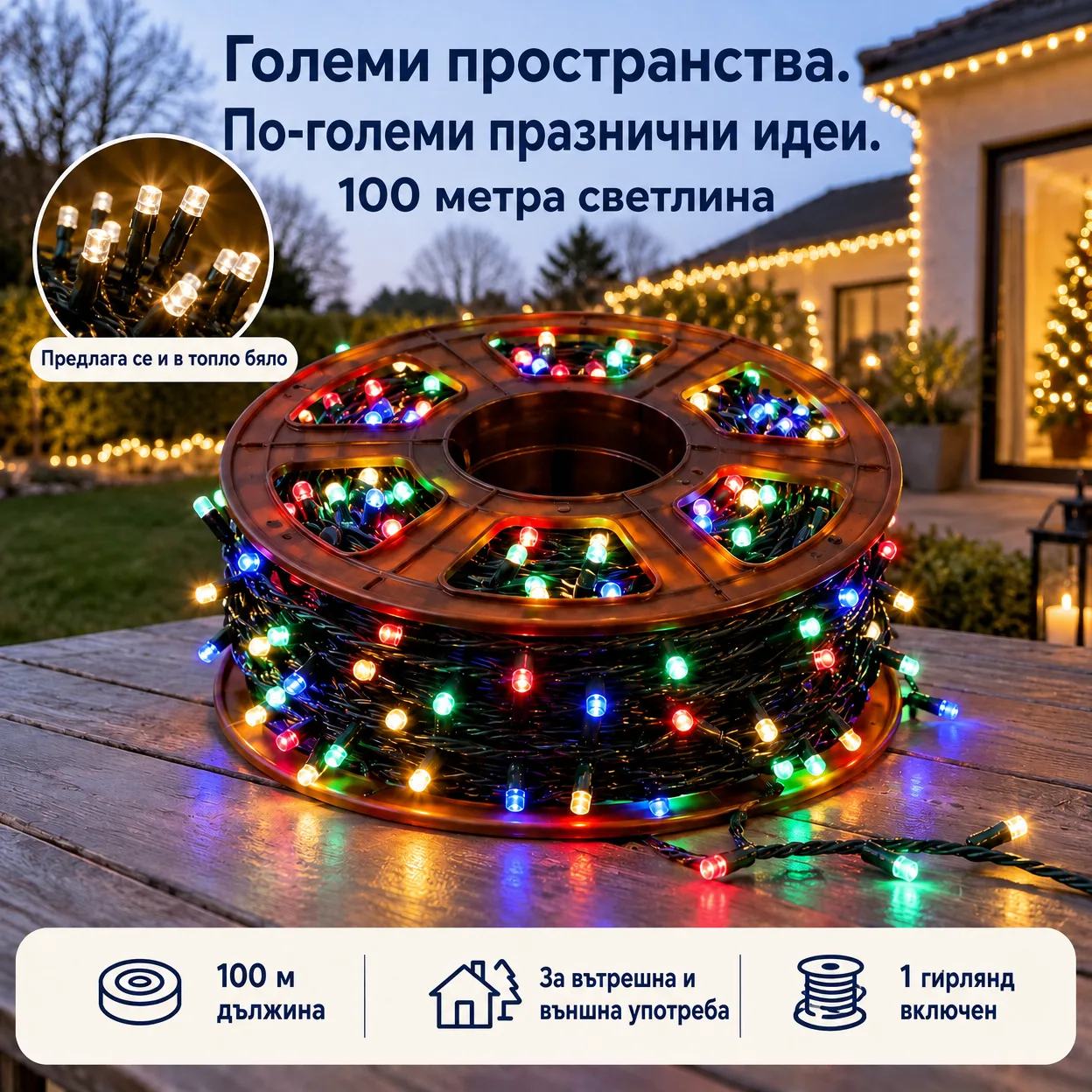 100mLL Празнична светлинна верига - Image 1