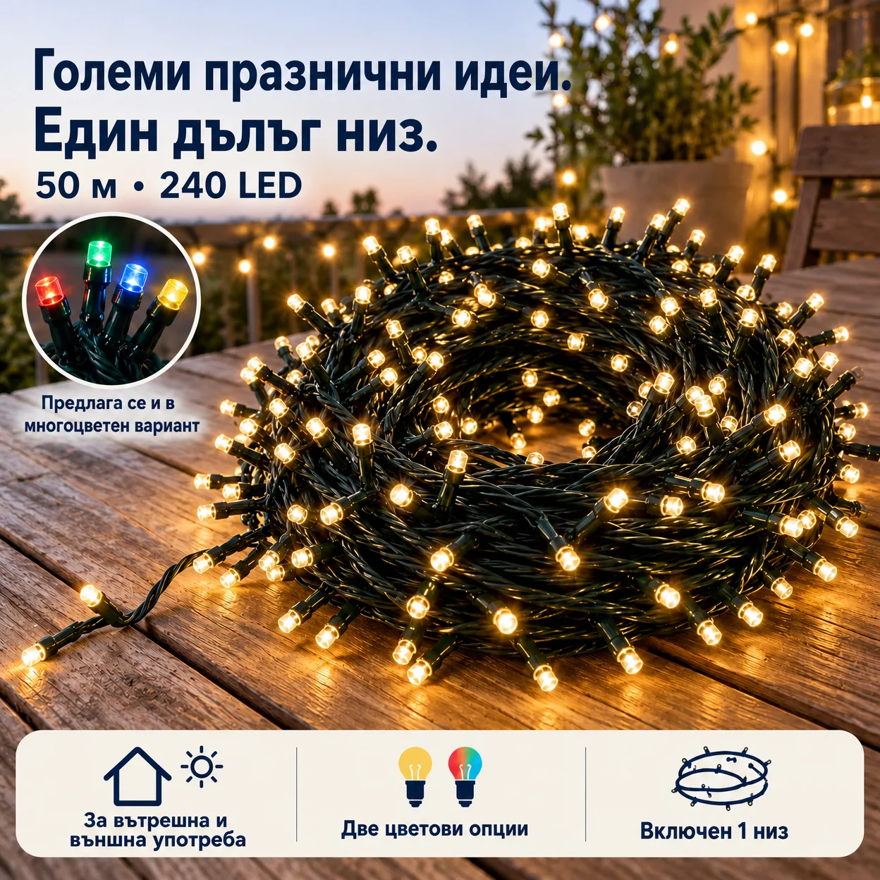 50mLL Празнична светлинна верига
