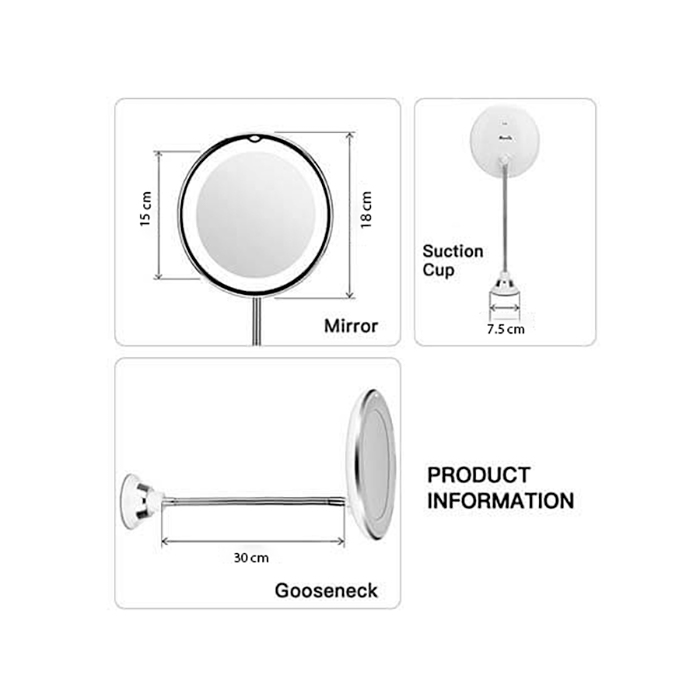 BeautyMirror, огледало с увеличение, мощна LED светлина и гъвкава дръжка - Image 2