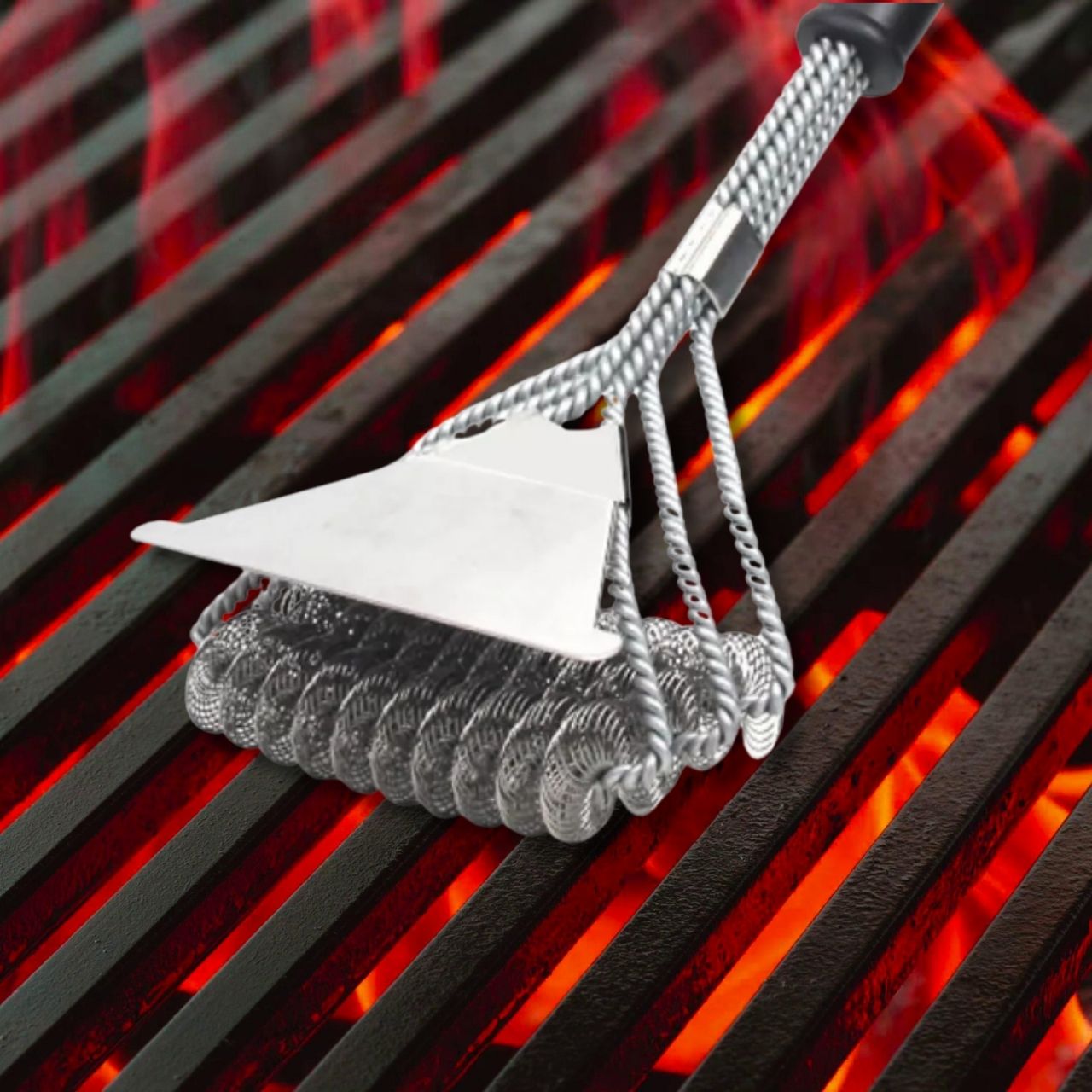 BrushGrill, метална четка със стъргалка за почистване на грила - Image 1