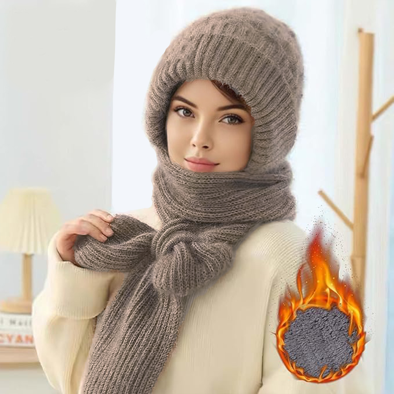 CapScarf, дамска зимна шапка с пришит шал - Image 3