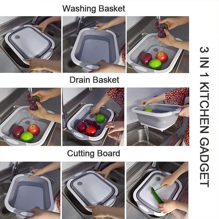 FoldableStrainer, мултифункционална цедка, контейнер за съхранение и дъска за рязане в едно - Image 6