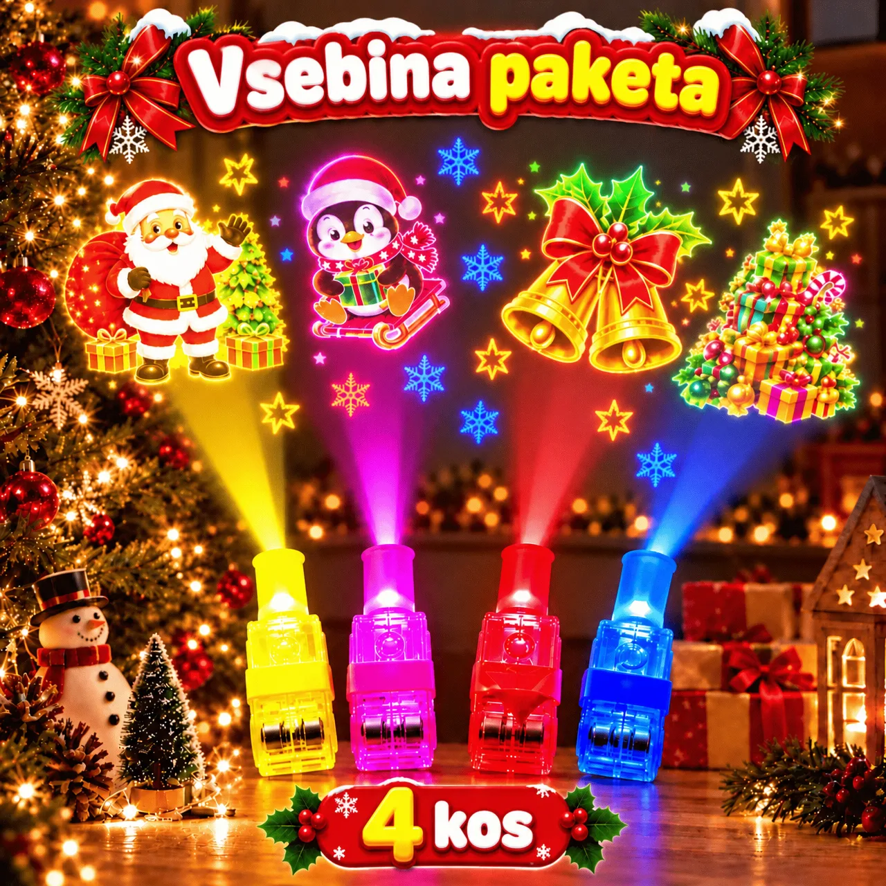 LED прожектори за пръсти с коледни мотиви, FunLights - Image 2