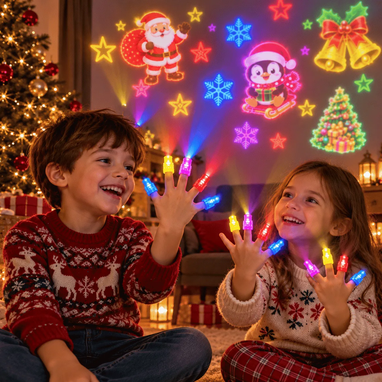 LED прожектори за пръсти с коледни мотиви, FunLights - Image 5