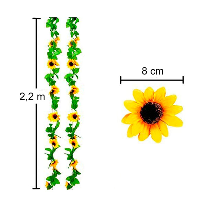 GarlandSunflower, изкуствен гирлянд със слънчогледи с естествен вид (2 броя) - Image 2