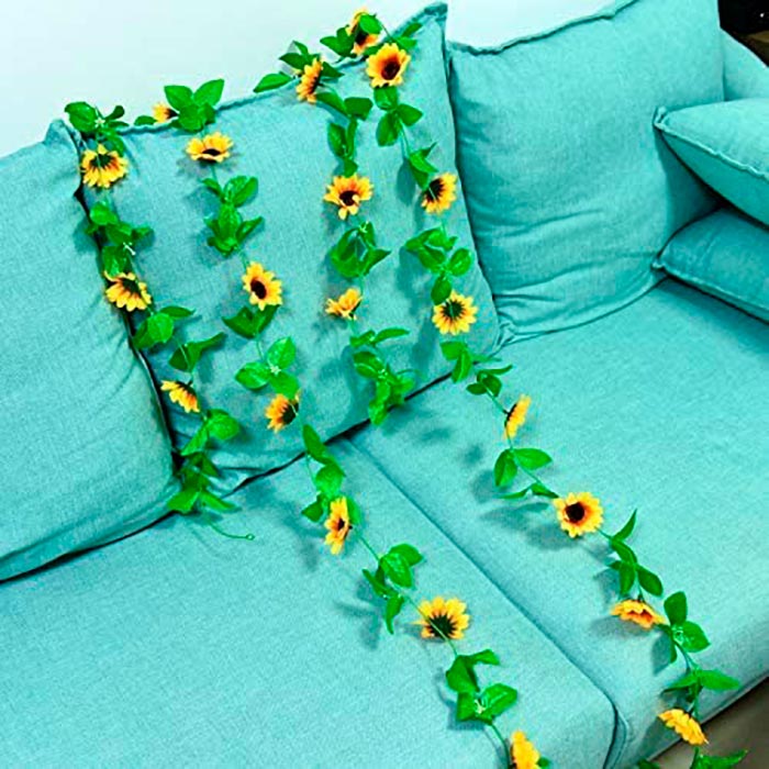 GarlandSunflower, изкуствен гирлянд със слънчогледи с естествен вид (2 броя) - Image 5
