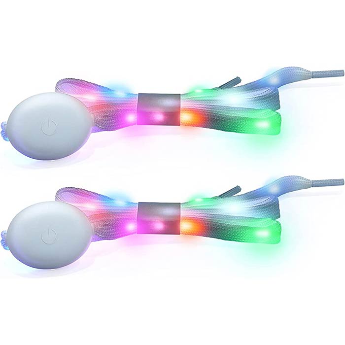 LedLaces, блестящи връзки за обувки - бели с цветни LED светлини - Image 6