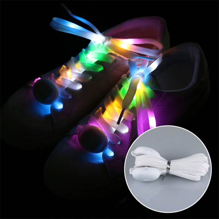 LedLaces, блестящи връзки за обувки - бели с цветни LED светлини - Image 9