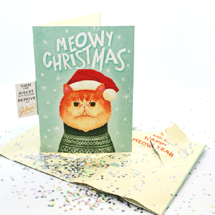 MeowCard поздравителната картичка свири мяукане, когато я отворите!