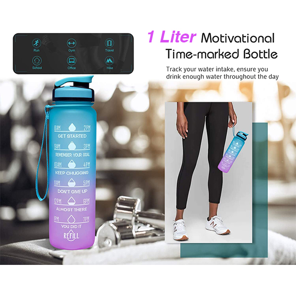MotivationalBottle, бутилка за вода с мотивационни стихове и времеви маркери (1000 мл) - Image 6