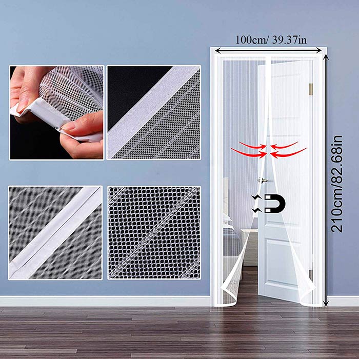 Магнитната мрежа пасва перфектно на всички видове стандартни врати (210 x 100 см)!
