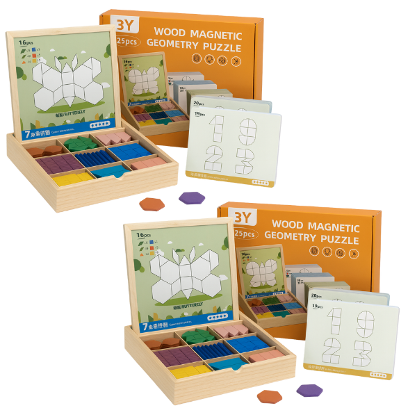 PUZZGEO, Магнитен дървен пъзел комплект (225 части) - Image 5