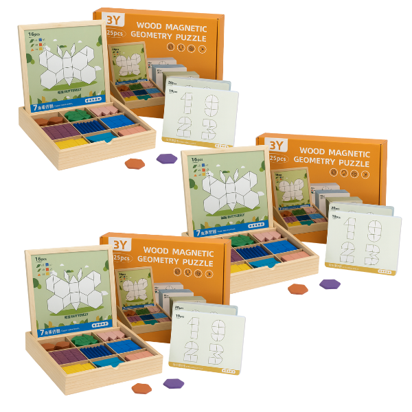 PUZZGEO, Магнитен дървен пъзел комплект (225 части) - Image 6