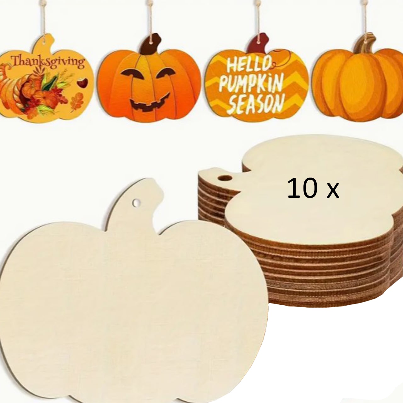 Pumpkins, дървени плочки с форма на тикви, за да създадете свои собствени (10 броя) - Image 8