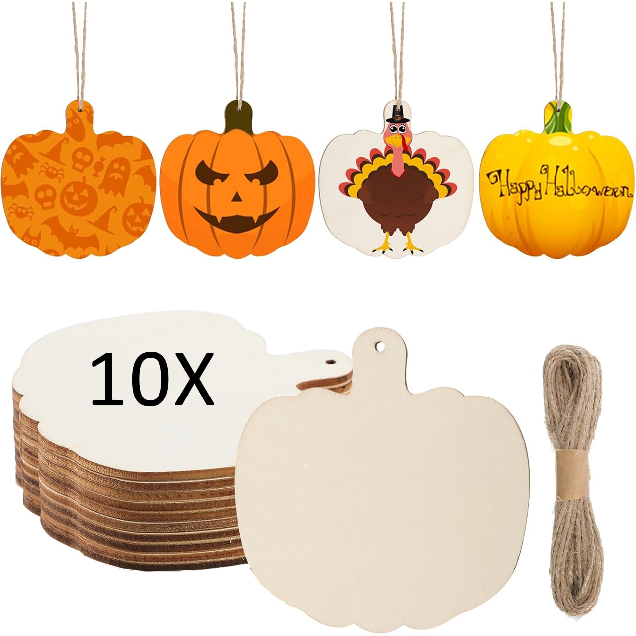 Pumpkins, дървени плочки с форма на тикви, за да създадете свои собствени (10 броя) - Image 9