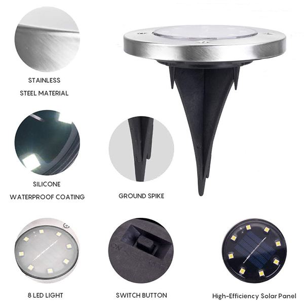 SolarGardenLights, 4 соларни LED градински или пътекови лампи - Image 4