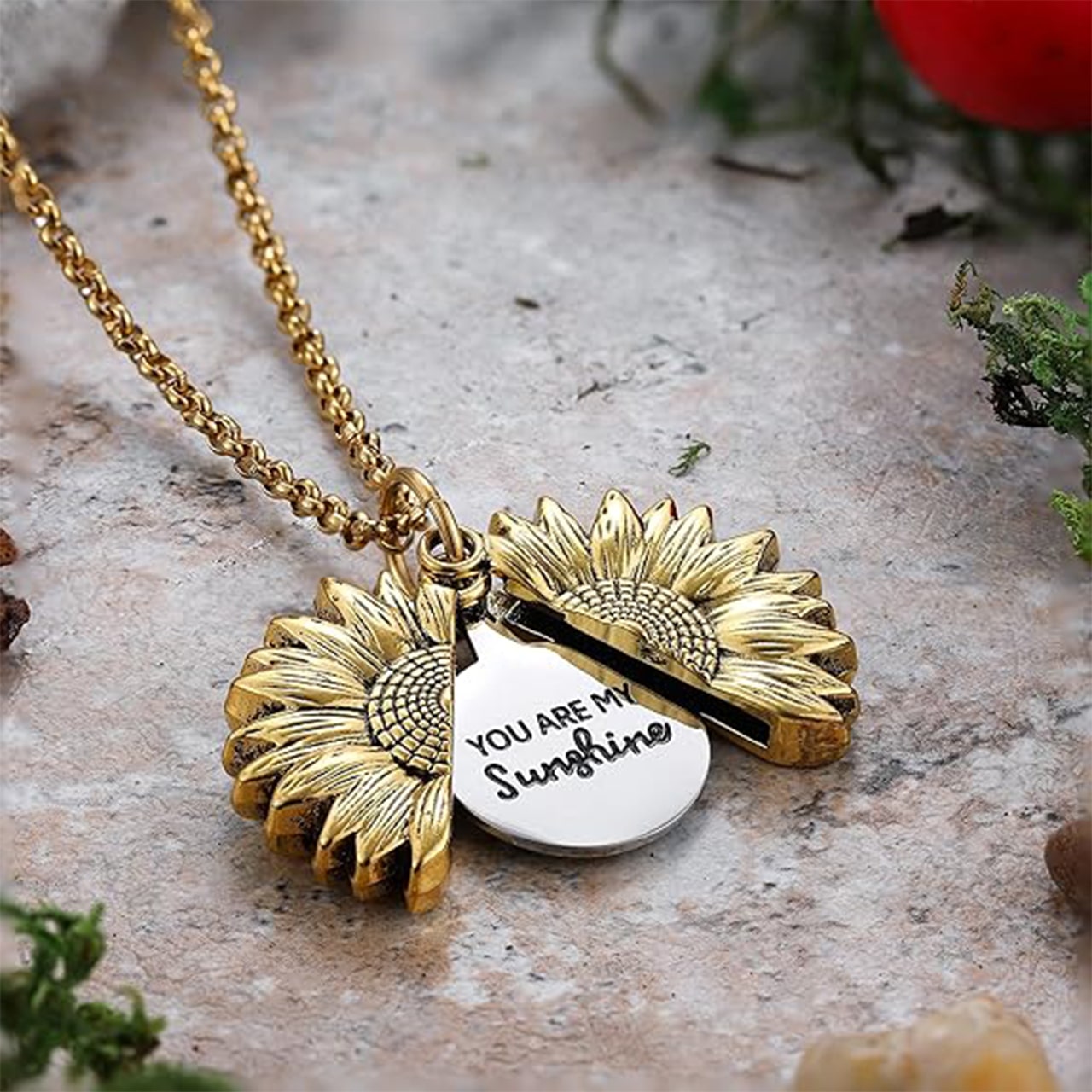 SunNecklace, огърлица с мотив на слънчоглед и сладък надпис - Image 8